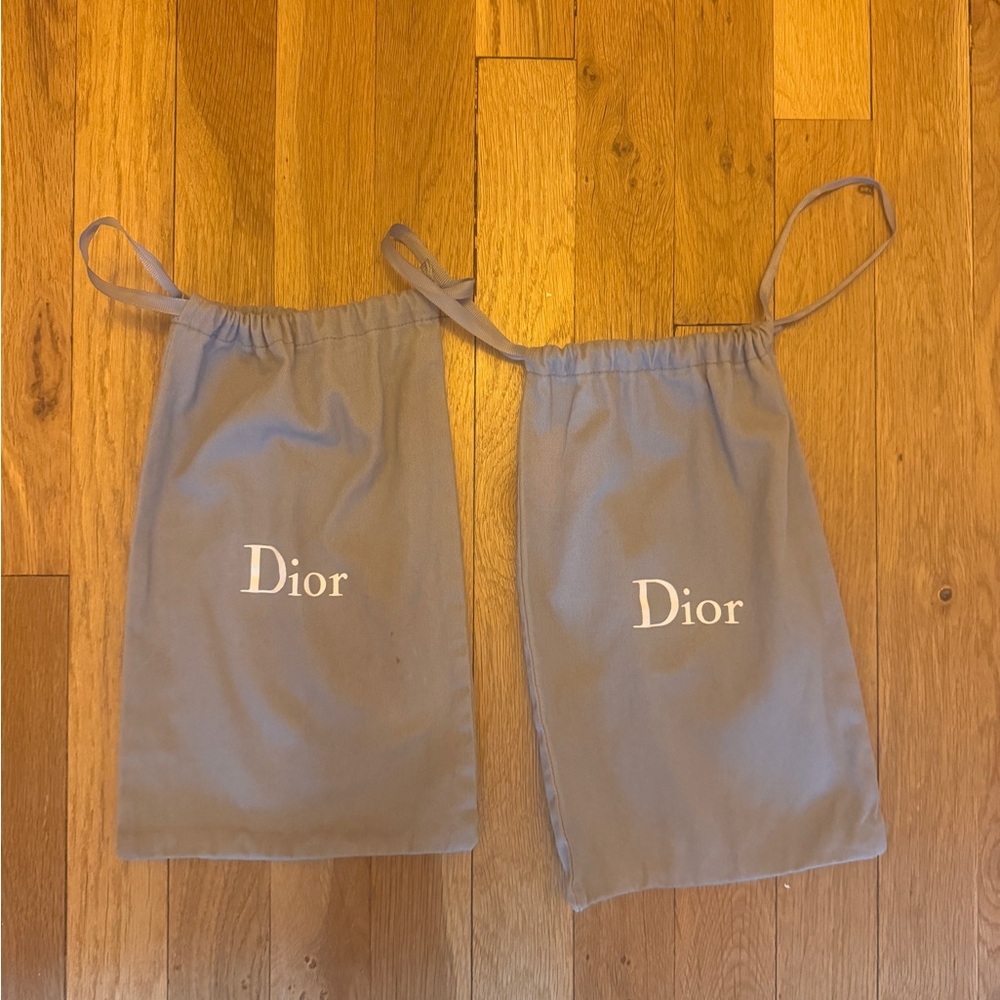 Dior Light Gray Drawstring Dust Bags - Pair